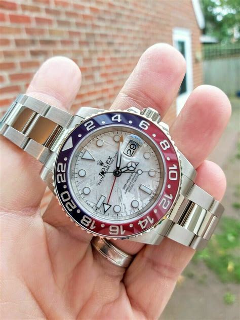 rolex gmt master white gold price|Rolex meteorite dial price.